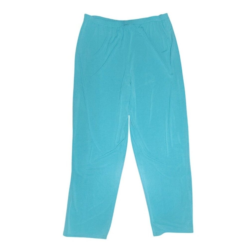 Dinah Lee Pants Womens Size L Large Solid All Blue Pull On Acetate Made in‎ USA